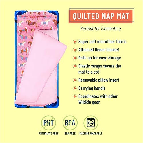Miniatura 2 de Wildkin Tapete acolchado moderno de microfibra para siesta con almohada reutilizable para niños y niñas, ideal para dormir en primaria, materiales