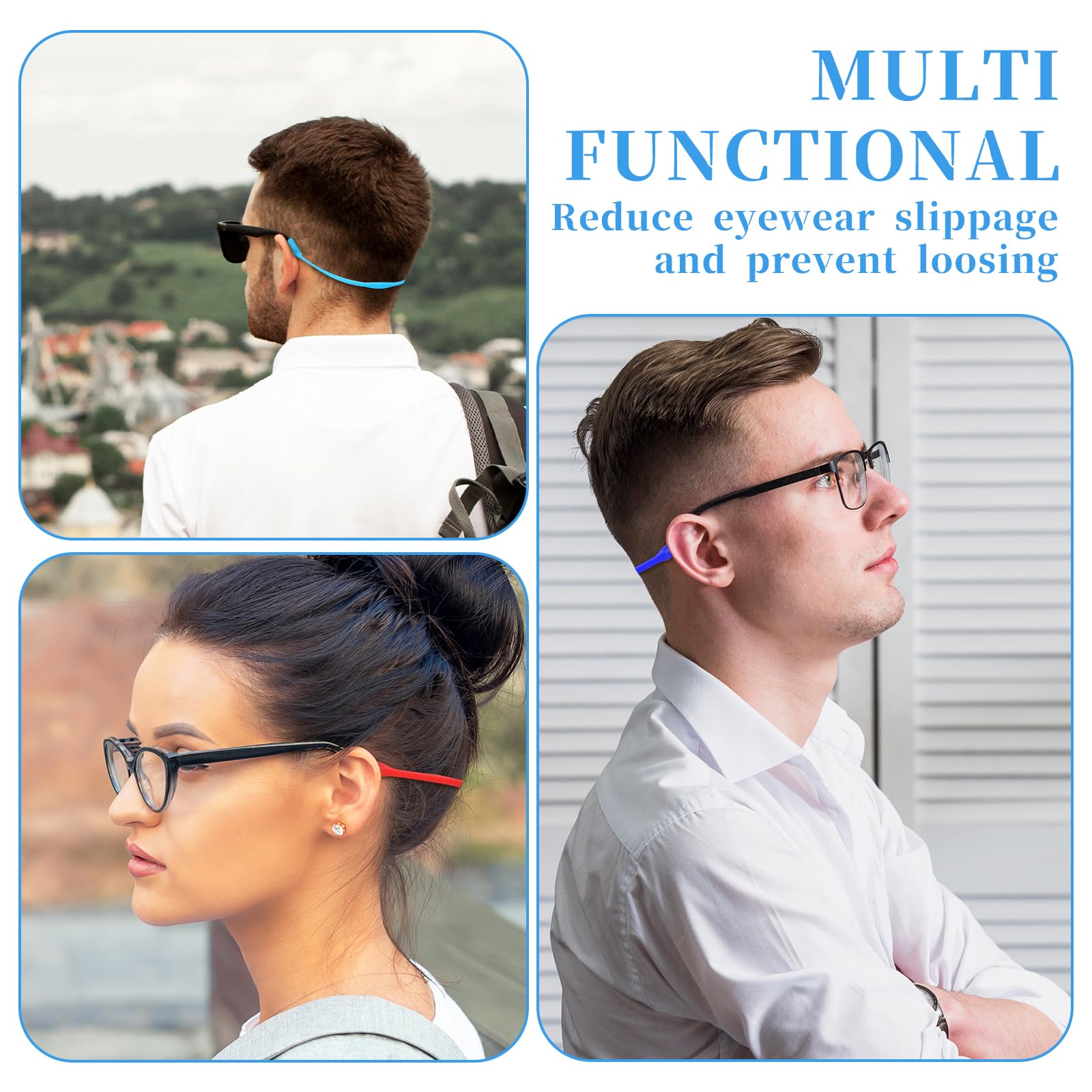 Qianyu 12 Stück Sportbrillenbänder Elastische Rutschfeste Kein Schwanz Anti Rutsch Silikon-Sicherheits-Brillenband Weich Verstellbar Brillenhalter für Kleinkinder Sonnenbrille Lesebrille Schutzbrille