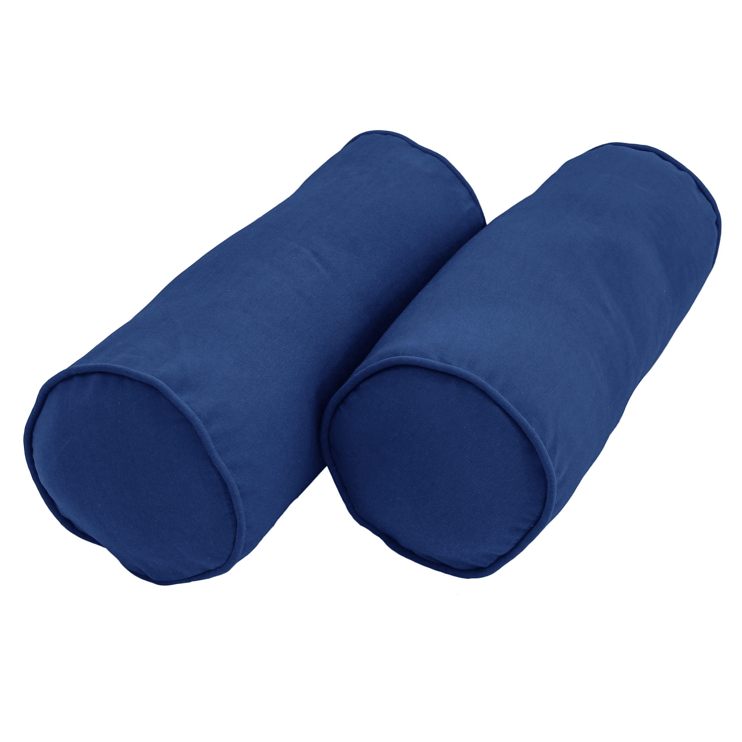 Blazing Needles Corded Microsuede Bolster Pillows (Set of 2), 20" x 8", Royal Blue
