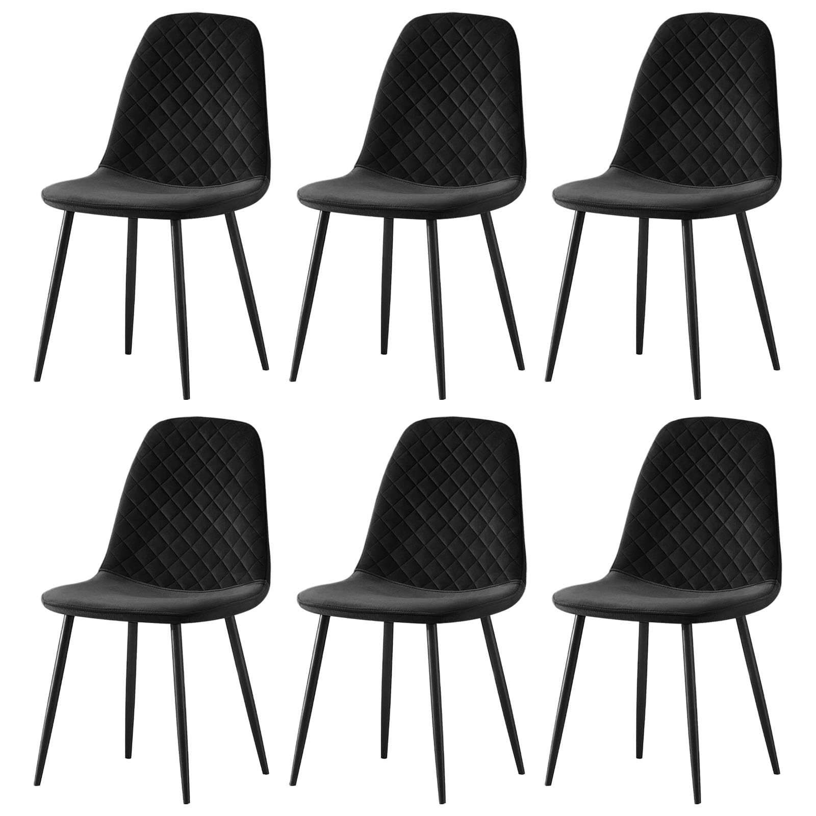 AINPECCA Set of 6 Velvet Dining Chairs Fabric Upholstered seat with Metal Legs Dressing Lounge Home (6, Black) — image 1