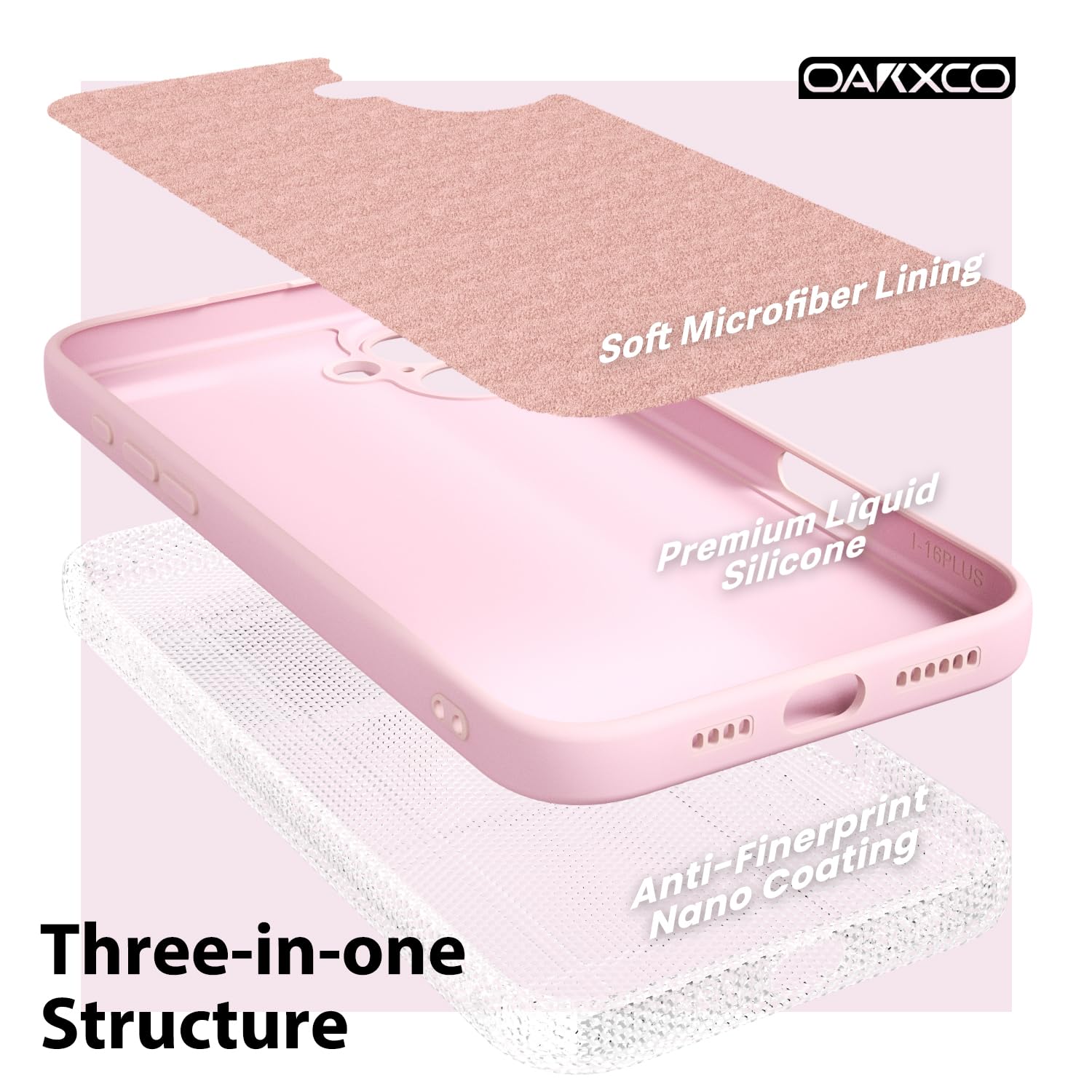 oakxco for iPhone 16 Pro Max Case Liquid Silicone, Soft Rubber Gel Elegant Aesthetic Basic Simple Cover, Cute Thin Slim TPU Matte Solid Color Plain Smooth Case for Women Girl, Light Pink — view 638