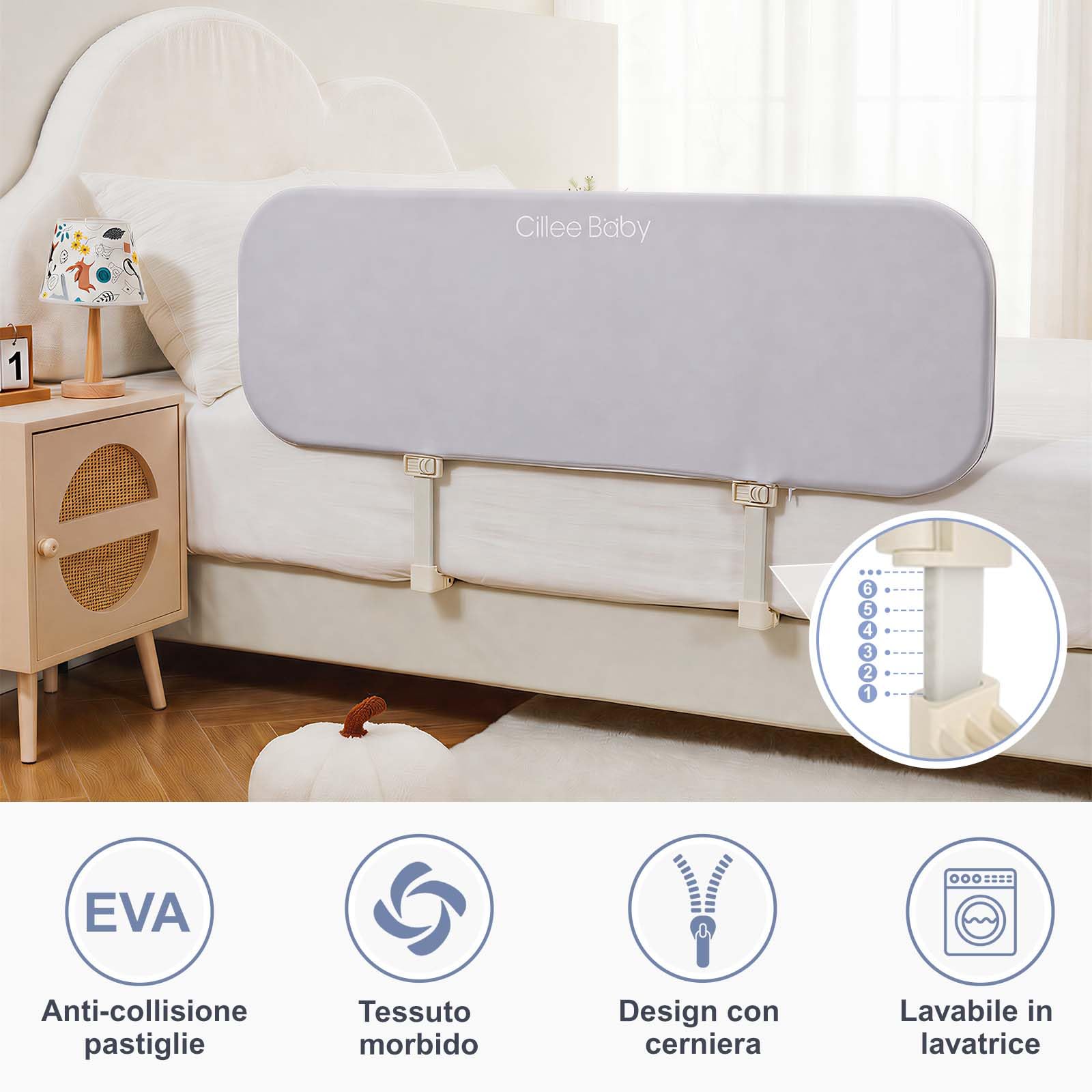GUUSII HOME Sponda Letto Bambini Portable Sbarra Letto Matrimoniale Singolo Anticaduta Pieghevole Bed Barriera Protezione Letti per Bambini Removibile Paracolpi Spondinaletto da Viaggio (120cm)