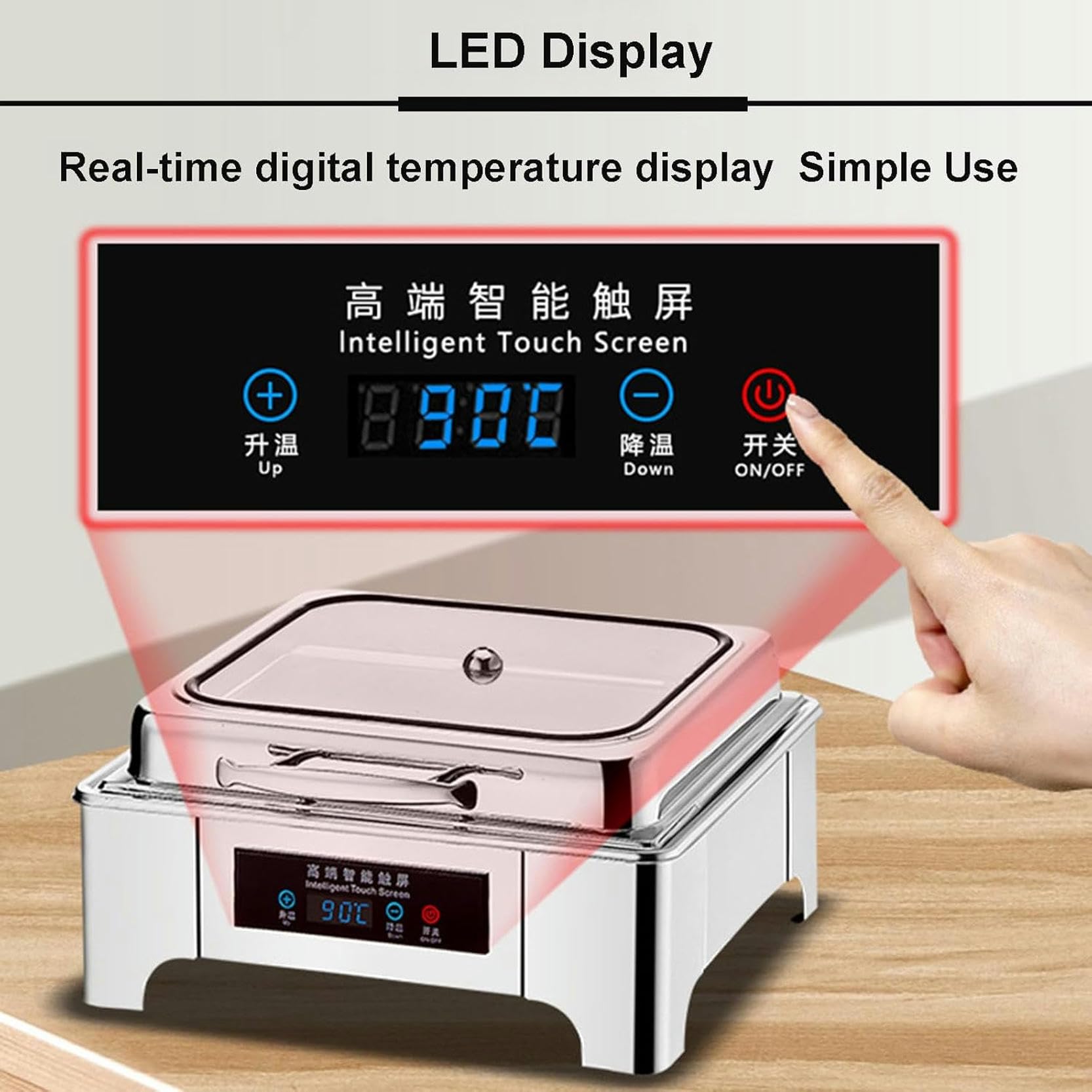 Chafing Dish Elettrico Rotondo,Riscaldatore per Buffet di Cibo Commerciale con Coperchio Trasparente,Vassoio Riscaldante di Grande capacità 6L per Una varietà di Piatti