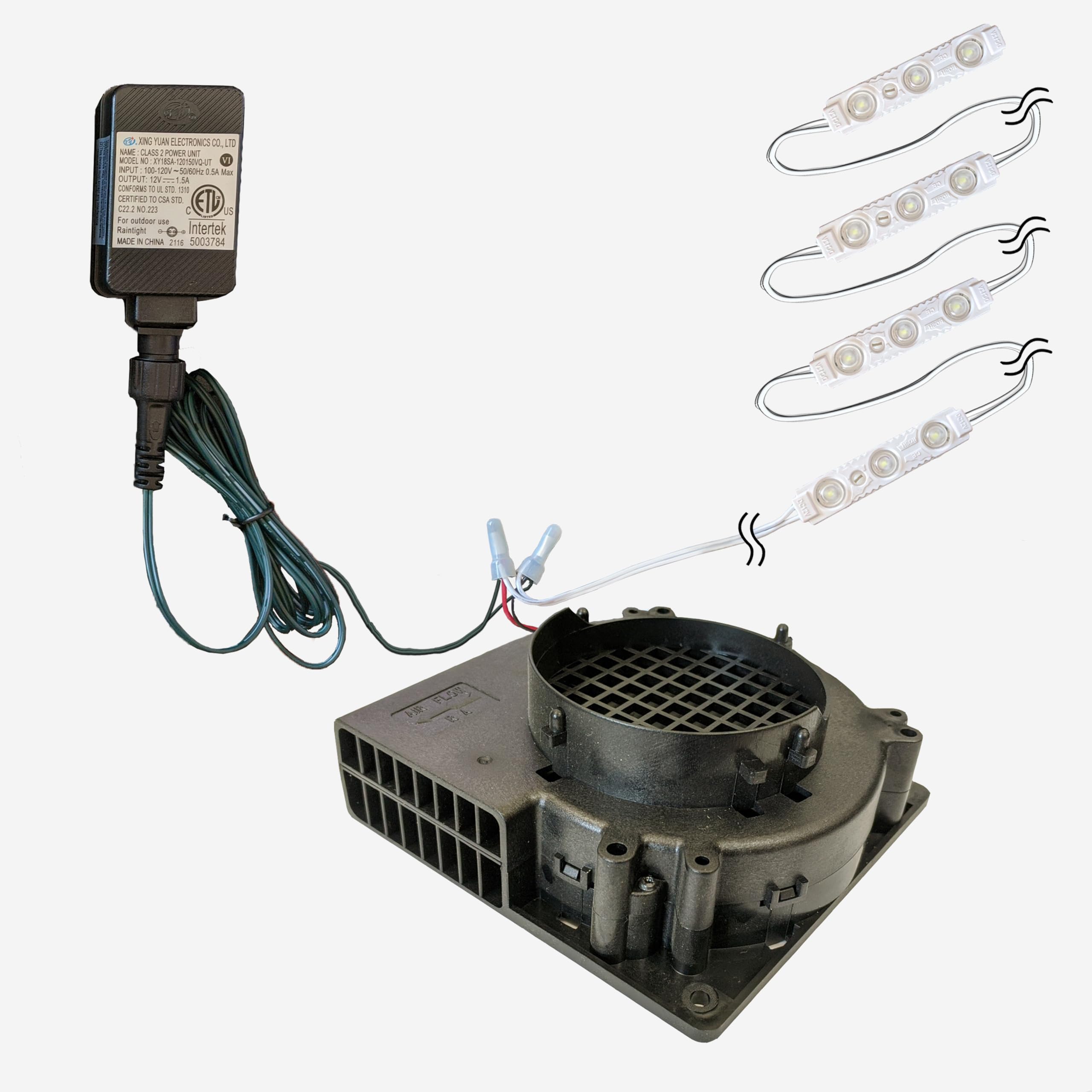 Replacement Air Blower Motor Fan for 6 feet Tall and Less Inflatables with 4 LED Light Strings 12V 1.5A Adapter for Christmas Halloween Holiday Garden