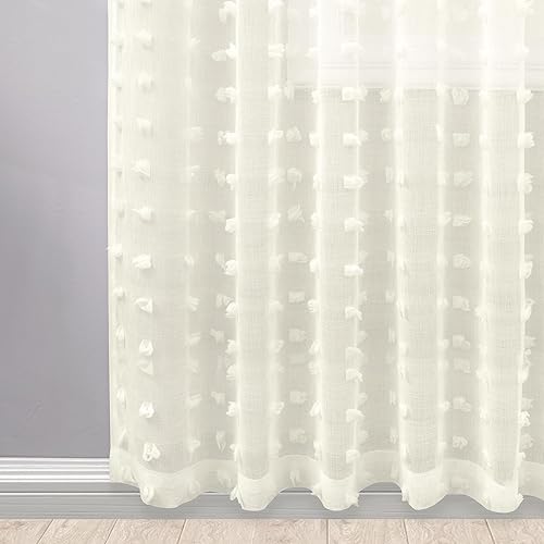 Miniatura 5 de KOUFALL Cortinas blancas crema de 102 pulgadas de largo para sala de estar, cortinas bohemias con pompones texturizados para dormitorio, lavandería,