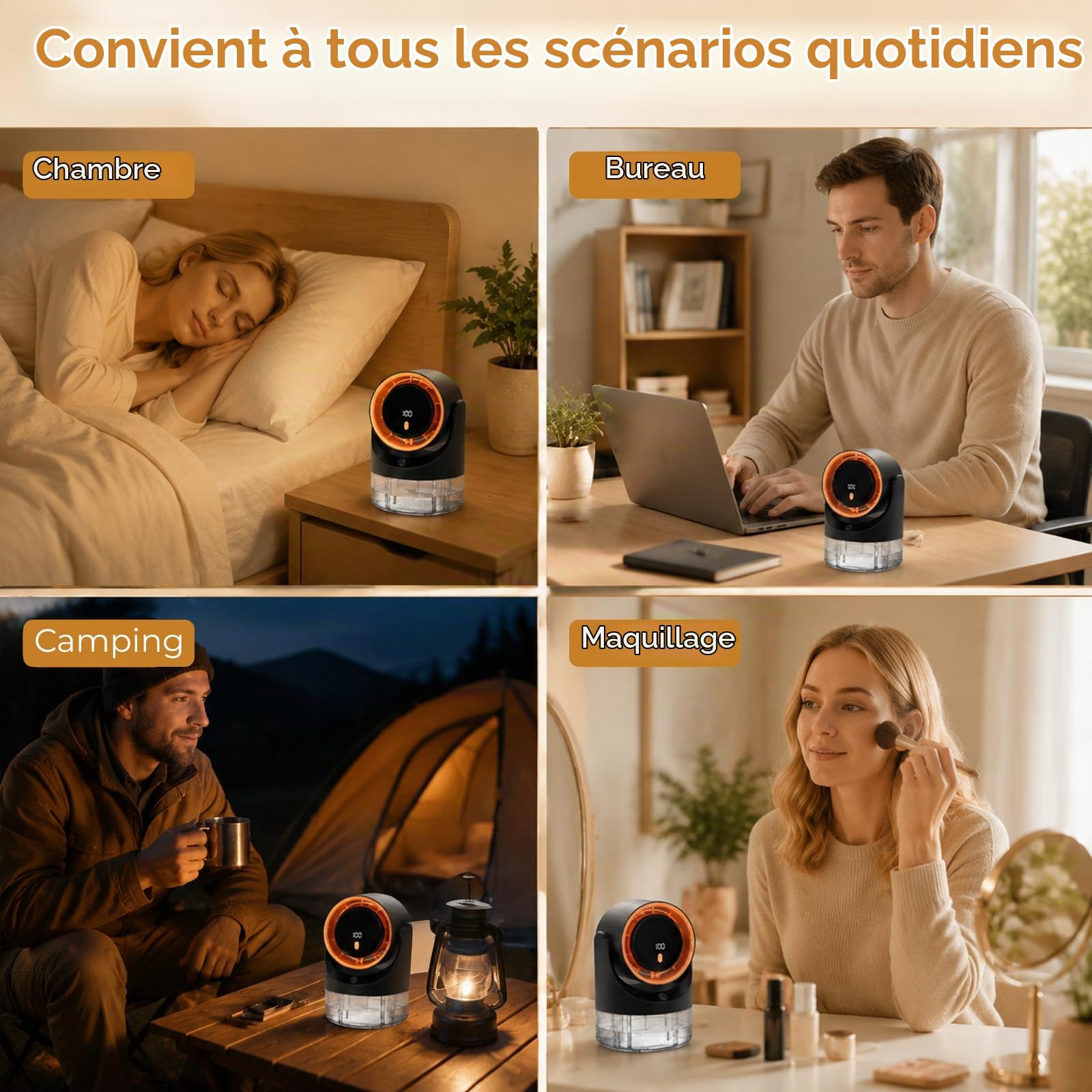 Mldnld Ventilateur brumisateur portable,réservoir 450 ml,100 vitesses,minuterie 3/6/9h,recharge USB,humidificateur compact pour la maison et le bureau,cadeau d'été idéal