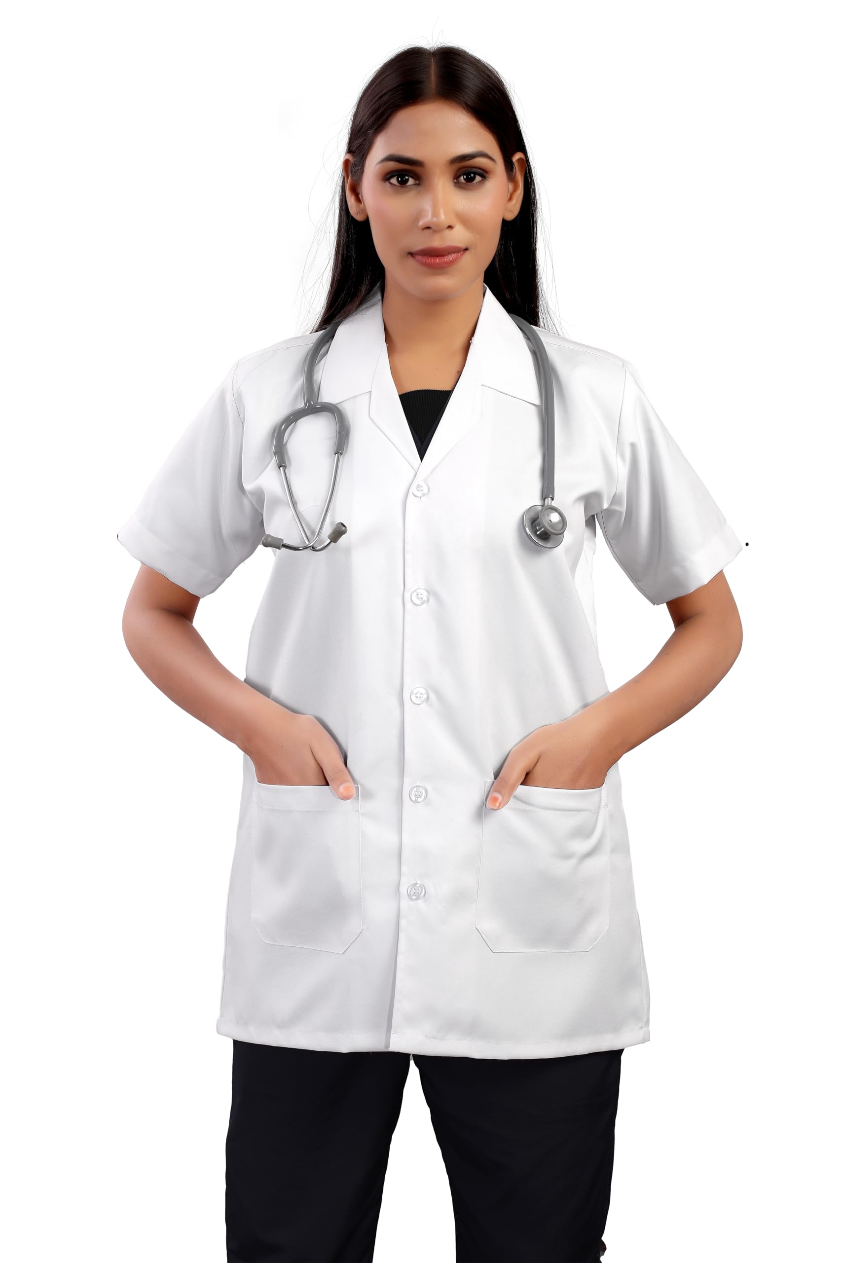 SUBA Polycotton Half Sleeves Professional Unisex White Lab Coat (S) | Apron for Doctor Women/Men | Medical Student & Nurse Use | White Coat for Doctors Women | Half Sleeve Apron for Doctor