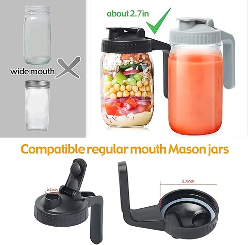 Miniatura 7 de Tapas para tarros Mason con boquilla para verter boca regular, paquete de 2