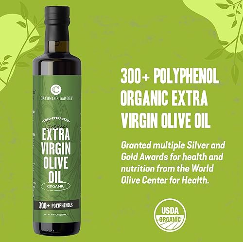 Miniatura 2 de Dr. Cowan's Garden Aceite de oliva virgen extra griego con más de 300 polifenoles, aceite de oliva virgen extra de un solo estado con los