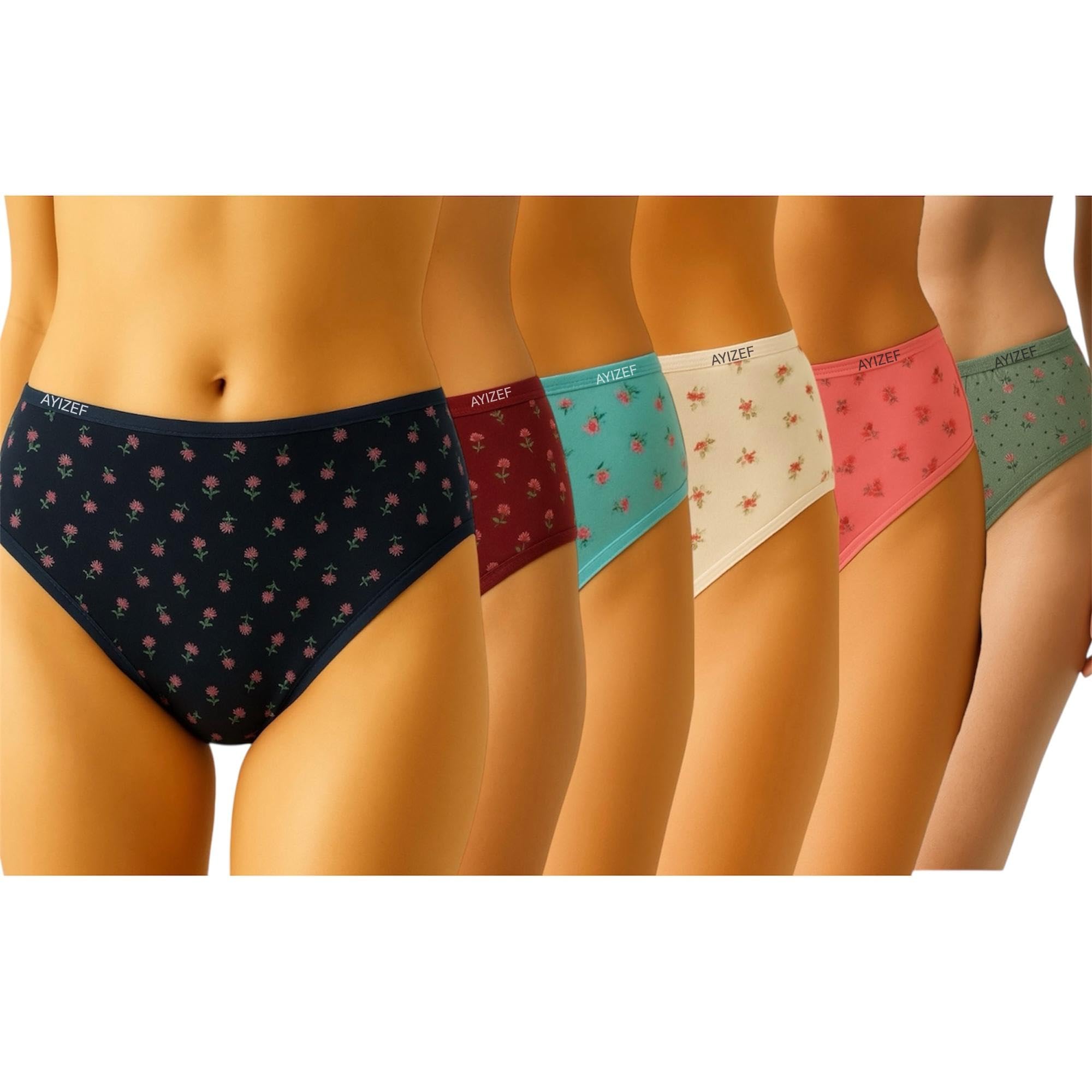 Women’s Cotton Bikini Panties – Soft Breathable Printed Underwear – Multicolor Mid-Rise Briefs Pack of 6 – Everyday Comfort-image-13