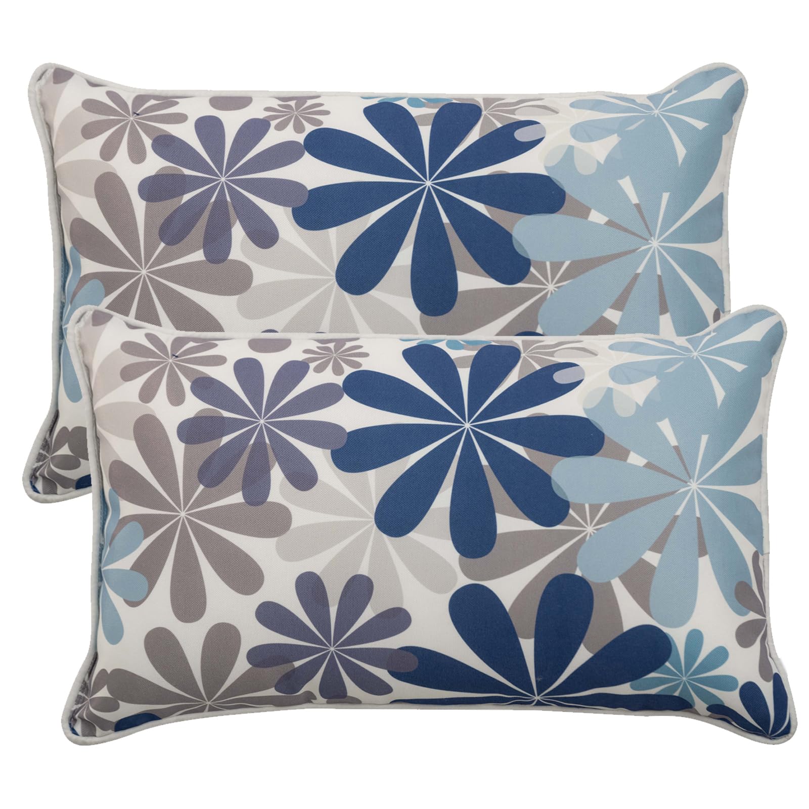 JMKaixin Pack of 2 Patio Lumbar Pillows, 12"x20" Fade Resistant Outdoor Waterproof Lumbar Pillow with Inners, Decorative Garden Lumbar Cushions for
