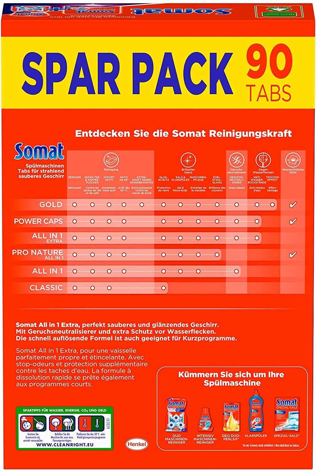 Spülmaschinen-Tabs Somat 10 Henkel (PACK=90 STÜCK)