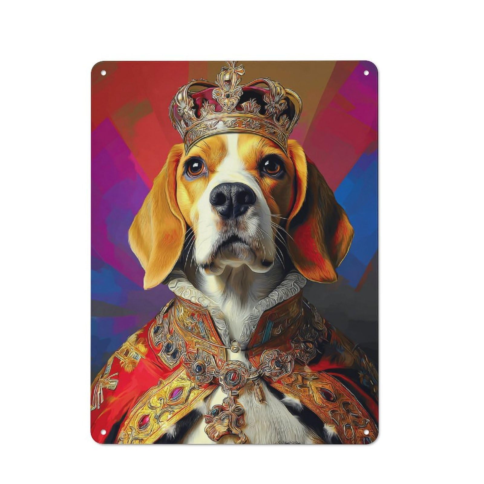 Junmoney Royal Beagle Majesty Portrait -1 Retro-Style Tin Sign 40X30cm For Café Or Home Bar, For Vintage Wall Decor Fans, For Home Office And Studio Walls
