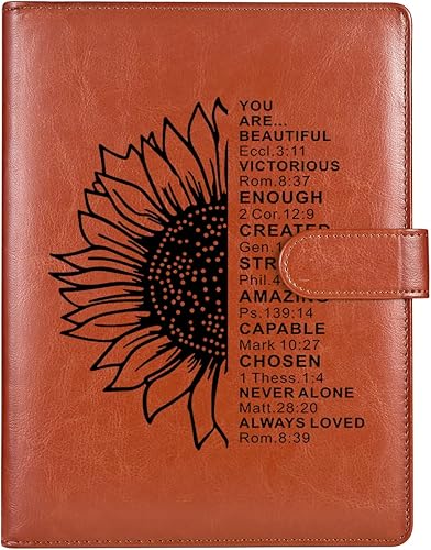 Miniatura 1 de Imanes ocultos de girasol carpeta A4 regalo de girasol carpeta de cuero hecha a mano para hombres y mujeres regalo inspirador carpeta para amantes