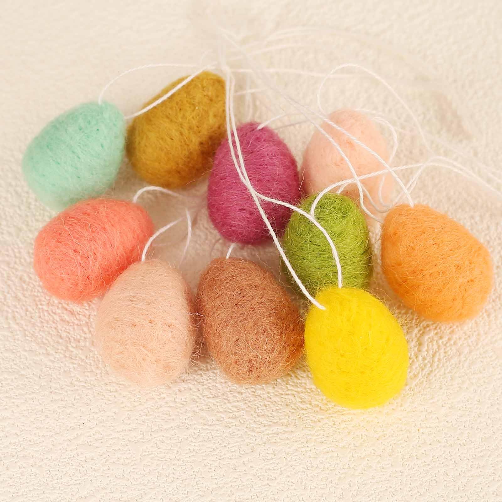 HERZONE 10 stuks mini paaseieren hangers van vilt 3 x 2 cm paasdecoratie paaseieren om op te hangen, paasdecoratie, lentedecoratie, Pasen, lente (kleurrijke kleine eieren A