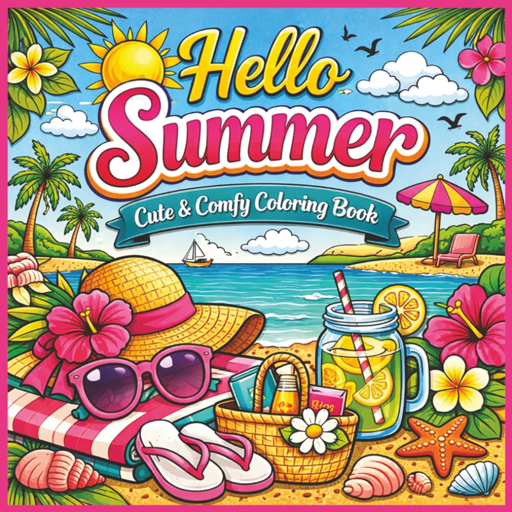 Hello Summer: Coloring Book for Adults and Teens: Cute, Cozy, and Easy Designs for Relaxation