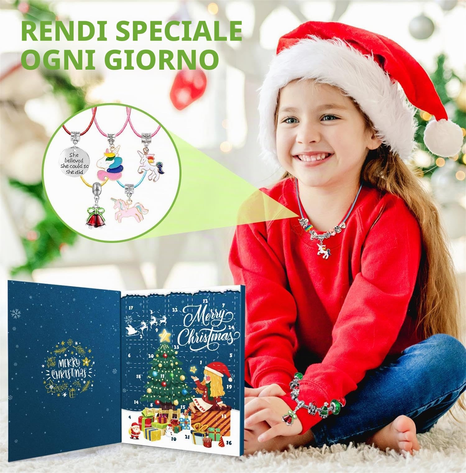 iZoeL Calendario Avvento Gioielli Calendario Avvento 2025 Bambina, Fai da Te Bracciale Bambina Idee Regalo Natale 2025, Regali Natale per Figlia Nipote Sorella