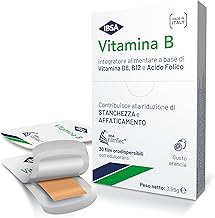 Vitamina B IBSA - 30 Film Orodispersibili. Integratore alimentare a base di Vitamine B6, B12 e Acido Folico che contribuiscono a ridurre stanchezza e affaticamento. Gusto arancia