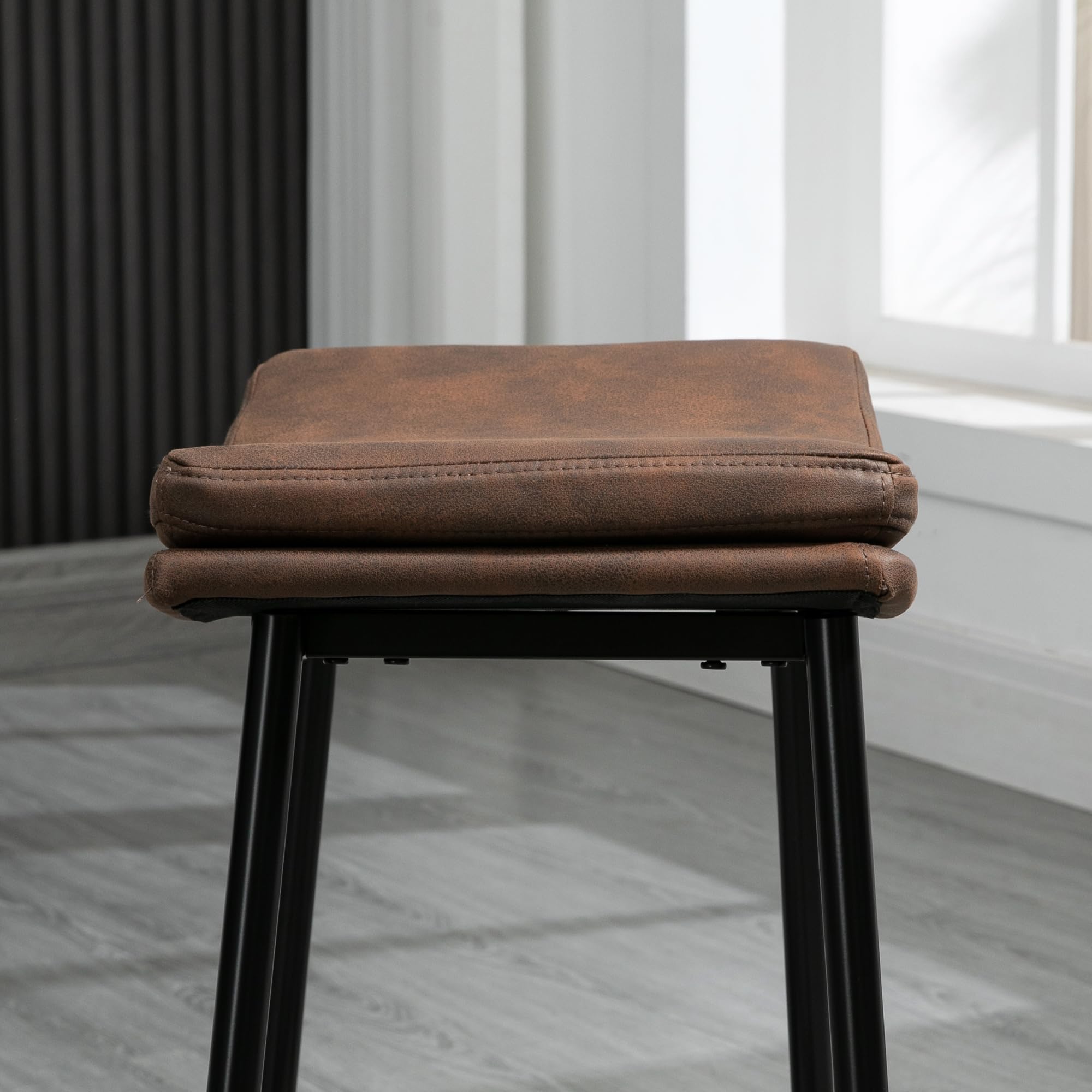 HOMCOM Tabourets de Bar Repose-Pieds Acier 48,5x38,5x68,5 cm Marron Noir