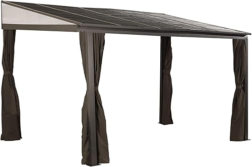 Sojag Cenador Portland de 10 x 14 pies, montado en la pared para exteriores, resistente a la intemperie, marco de aluminio