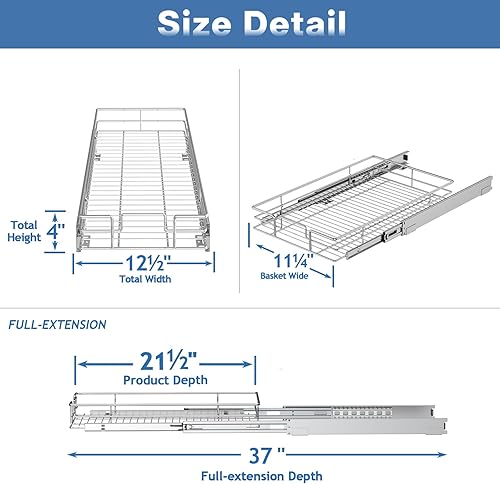 Vista 117 de LOVMOR Organizador de gabinete extraíble de 20 pulgadas de ancho x 21 pulgadas de profundidad, estantes extraíbles para armario de cocina, 1 Tier