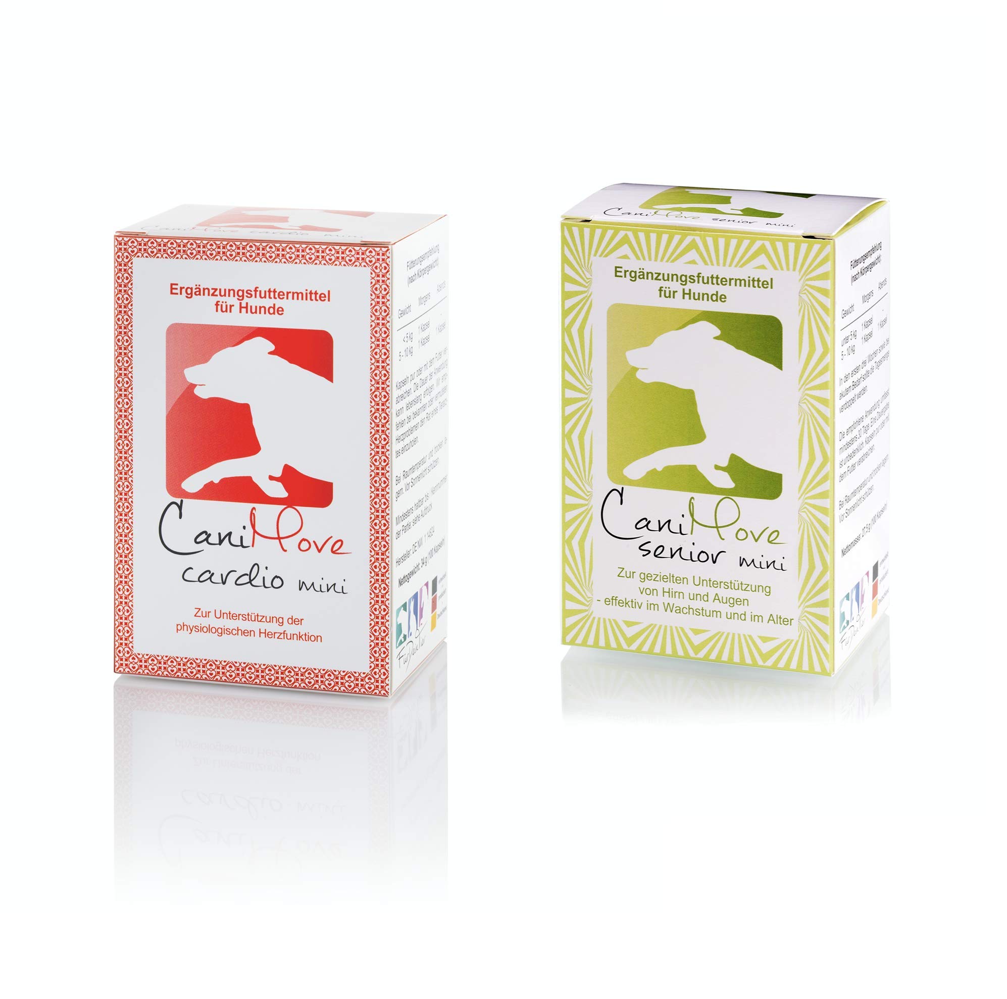 Spar-Set CaniMove Cardio mini & CaniMove Senior mini - je 100 Kapseln tierärztliches Ergänzungsfutter für Hunde im Alter mit Herzproblemen oder Störungen von Augen/Gehirn.