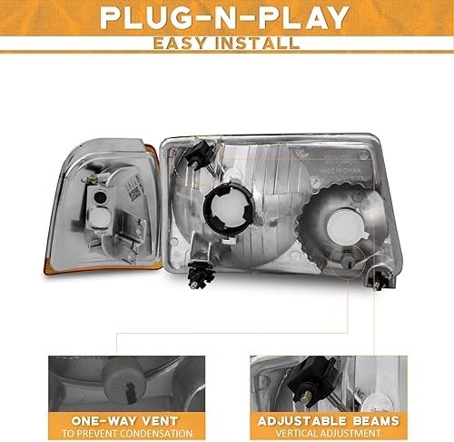 Miniatura 4 de Conjunto de faros delanteros automotrices para Ford Ranger 2001-2011, par de faros delanteros de repuesto para Ford Ranger 01 02 03 04 05 06 07 08