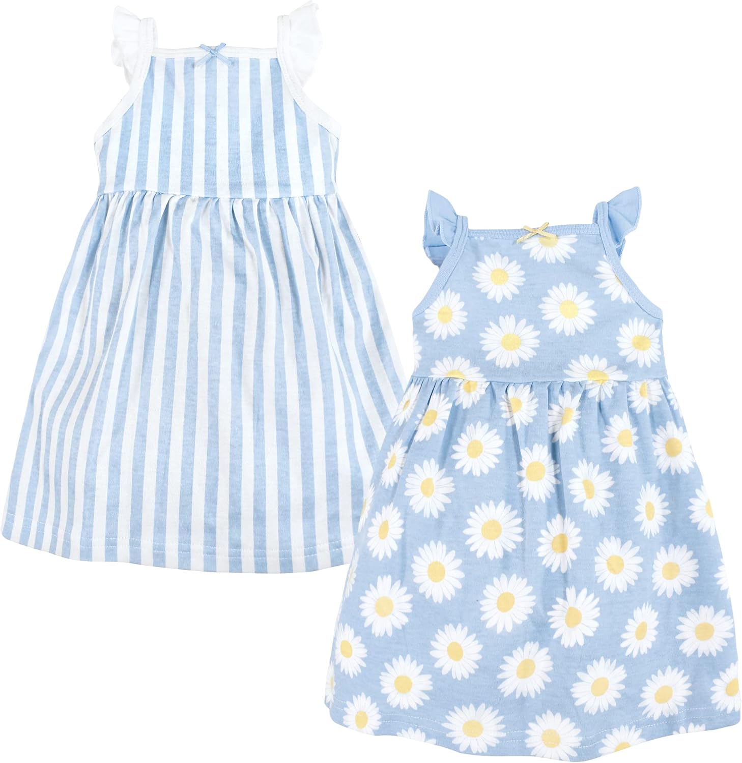 Hudson Baby Baby Infant and Toddler Girl Cotton Dresses, Blue Dais