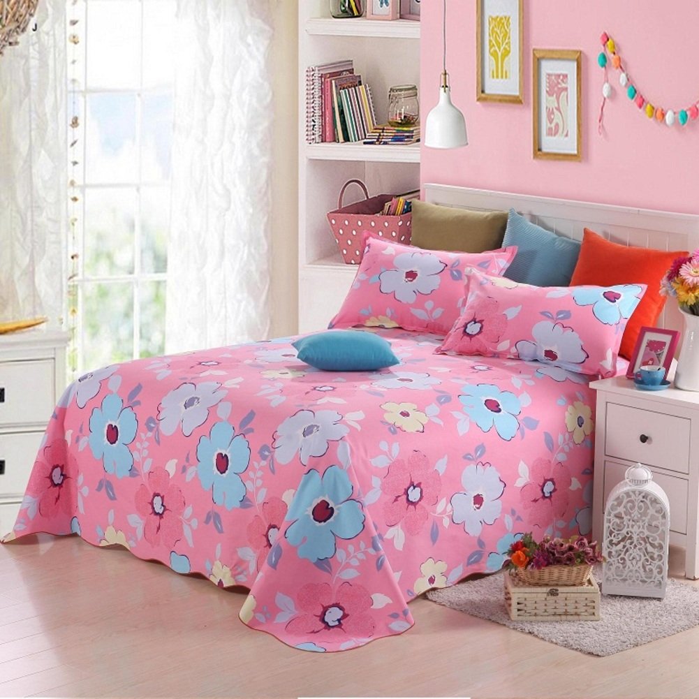 Drap de lit pur coton Vichy grand modèle 270x235cm avec dentelle