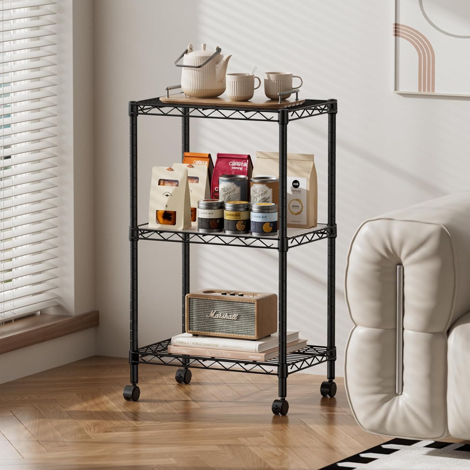 singaye 3 small shelves storage shelf wire shelving unit metal shelf adjustable organizers storage shelving with wheels for bathroom laundry room kitchen pantry11.5”d x 17.3”w x 30”h black black 3 tier 12"dx18"wx30"h