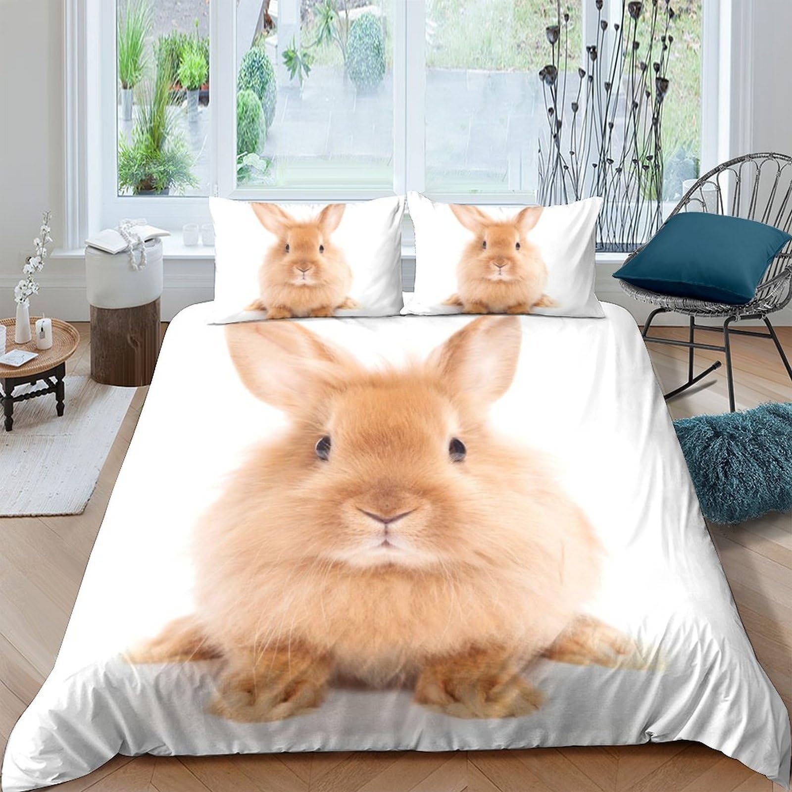Ctjqhvkz Style-5 3D Printed Cute Bunny Fitted Sheet Microfiber Soft Bedroom Decor Animal Bed Cover For Adults Teens Youth Single（135X200cm）