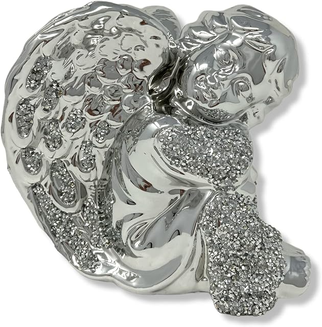 Sparkle Ornament Bling Crushed Diamond Gift | CRYSTALLIZED Angel statue Handmade Craft | Crushed Diamond Display | Present Gifts for all occasion, Home Decor