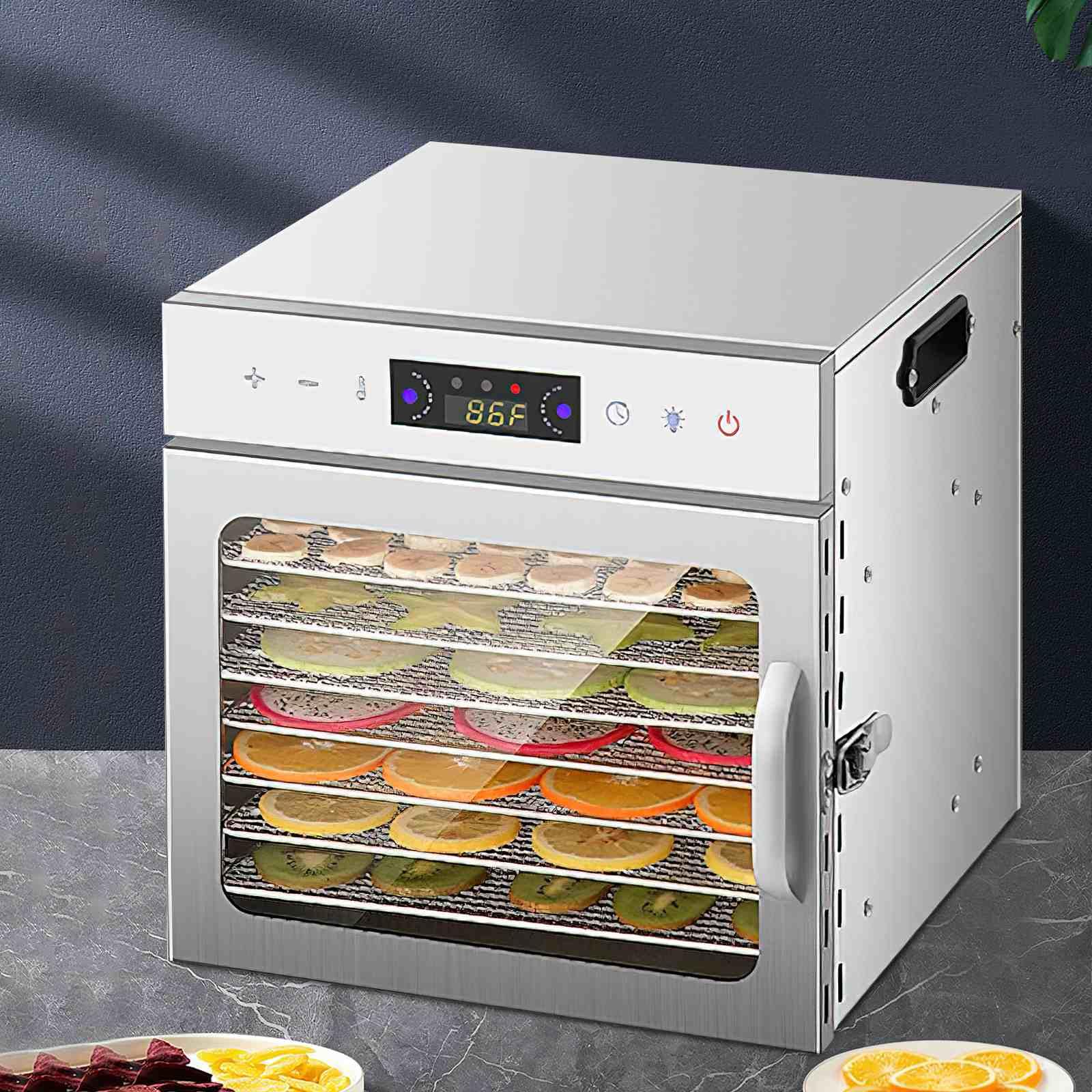 Deshidratador alimentario 400 W, 8 bandejas de acero inoxidable ajustables