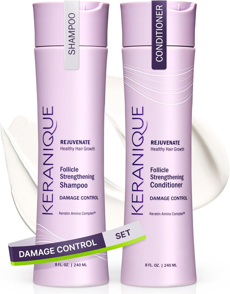 Damage Control Anti-Breakage Shampoo & Conditioner for Damaged, Thinning Hair – Intense Repair, Strengthening with Keratin, Biotin, Panthenol – Sulfate & Paraben Free, Keratin Amino Complex™