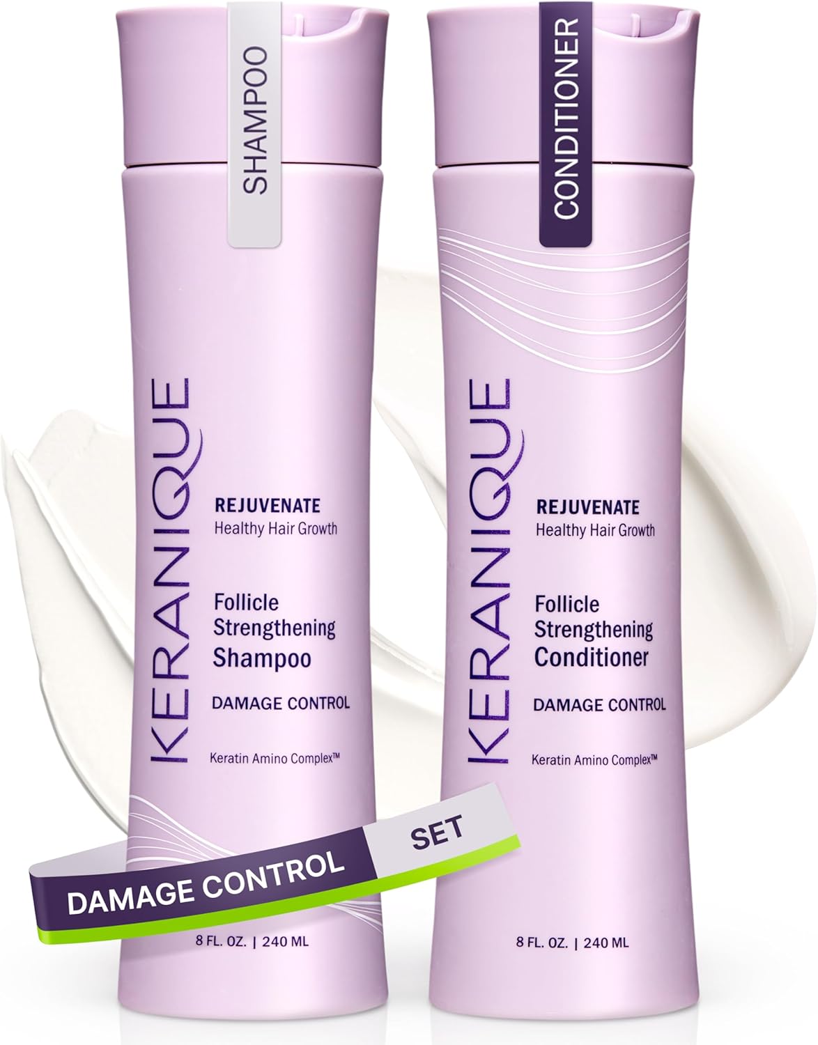 Keranique Damage Control Scalp Replenishing Shampoo And Conditioner Set, 8 Fl Oz Keratin Amino