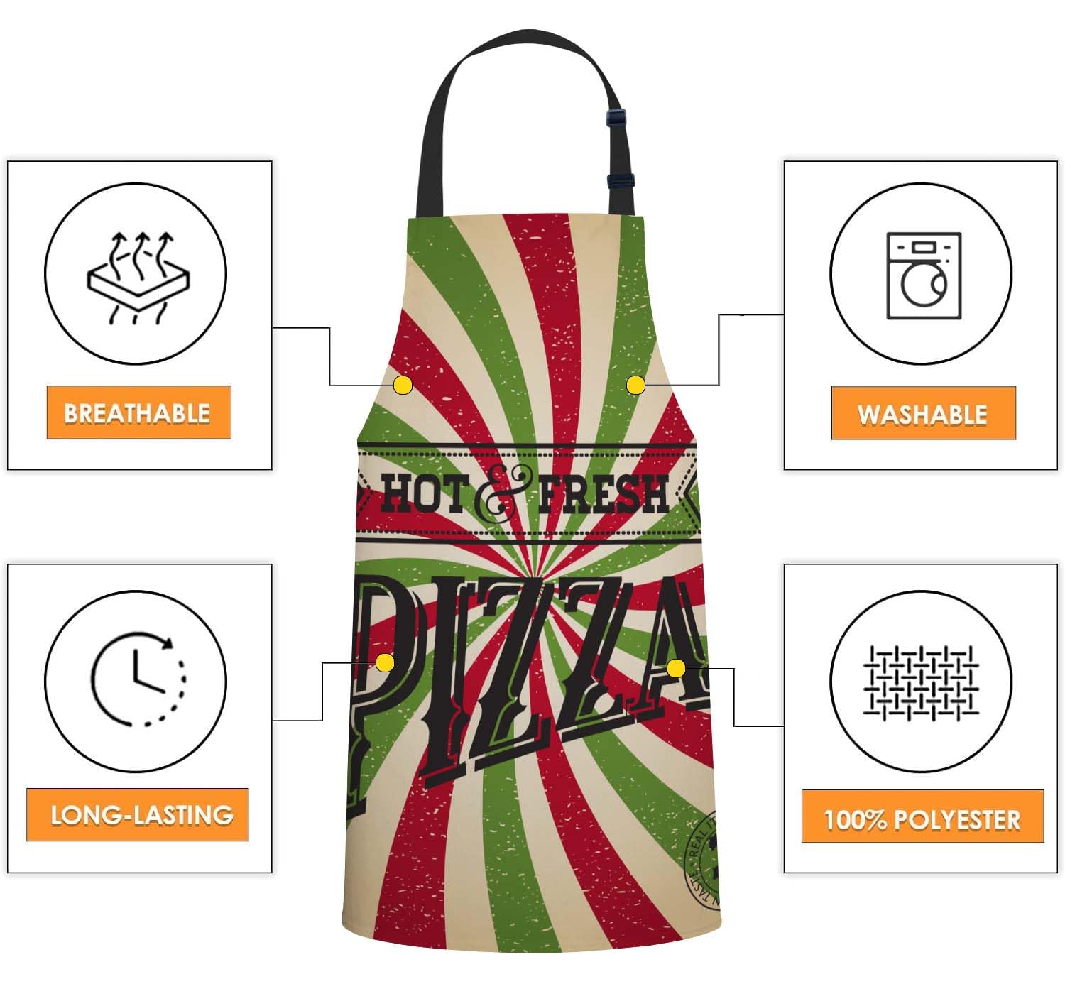 Smooffly Pizza Poster Apron for Chefs Cooking and Baking for Men and Women Kitchen, Butchers, BBQ & Catering Bibs - Image 4