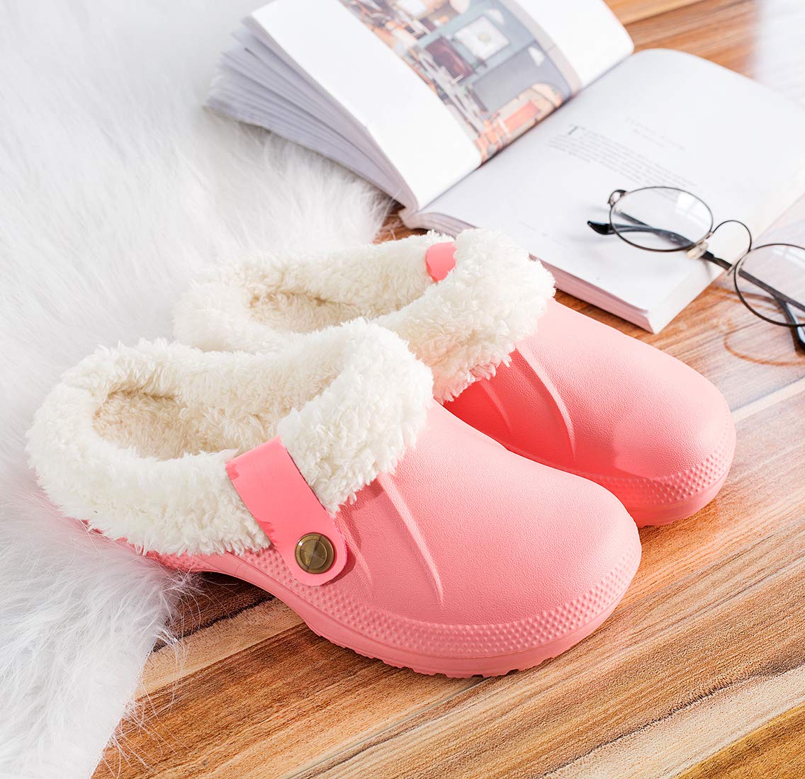 CELANDA Pantofole Invernali Donna Uomo Zoccoli e Sabot Unisex Ciabatte da casa Impermeabile Antiscivolo Scarpe da Giardino All'aperto/Interno,GR.35-47