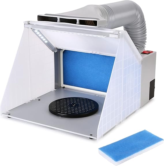 Spray Booth, AGPTEK Airbrush Spray Booth Kit with 3 LED Light Tubes, Turn Table and
