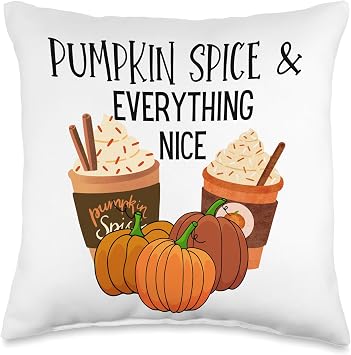 Fall Thanksgiving Pumpkin Spice & Everything Nice Pumpkin Spice and Everything Nice Fall Latte Drink Throw Pillow, 16x16, Multicolor