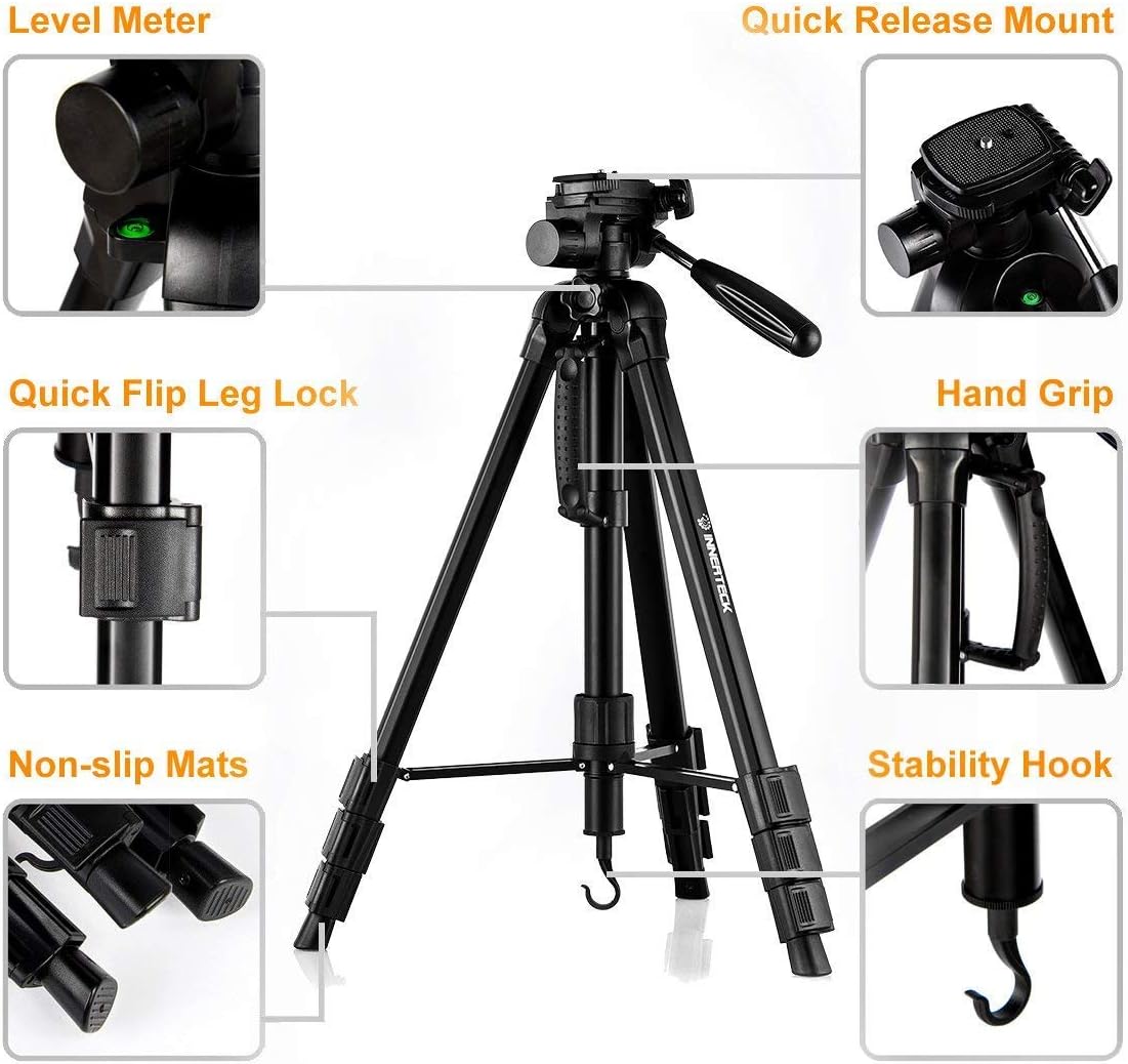 InnerTeck Tripod - 70 Inches Professional Camera Tripod Monopod with Carry Bag for SLR DSLR Canon Nikon Sony DV Video - Travel Portable Tripod
