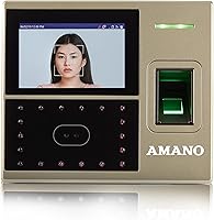 Vista 1 de AMANO AFR-200 Reloj de tiempo de reconocimiento facial con huella digital, pantalla táctil, RFID y PIN, para software de PC Time Guardian,