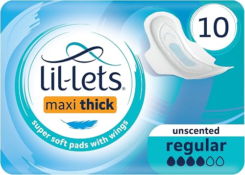 Lil-Lets Maxi Pads with Wings Regular Unscented 10s | Oeko-Tex certified | Sanitary Towels | Made in South Africa | Leak-Proof | Up to 8 Hours