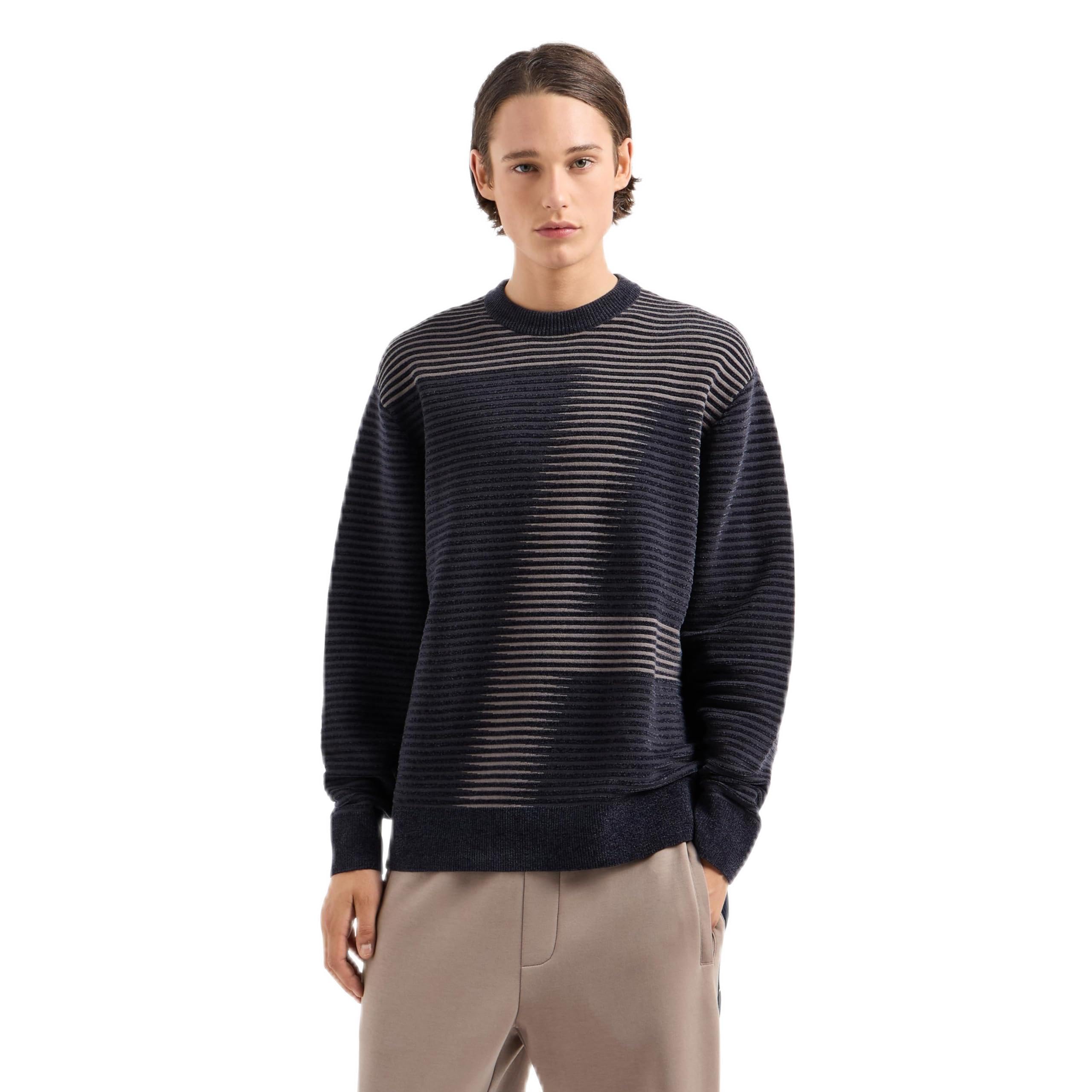 Armani Exchange Limited Edition A Line Pullover Sweater with Hortizontal Stripes And A Large A Logo Pullover Uomo