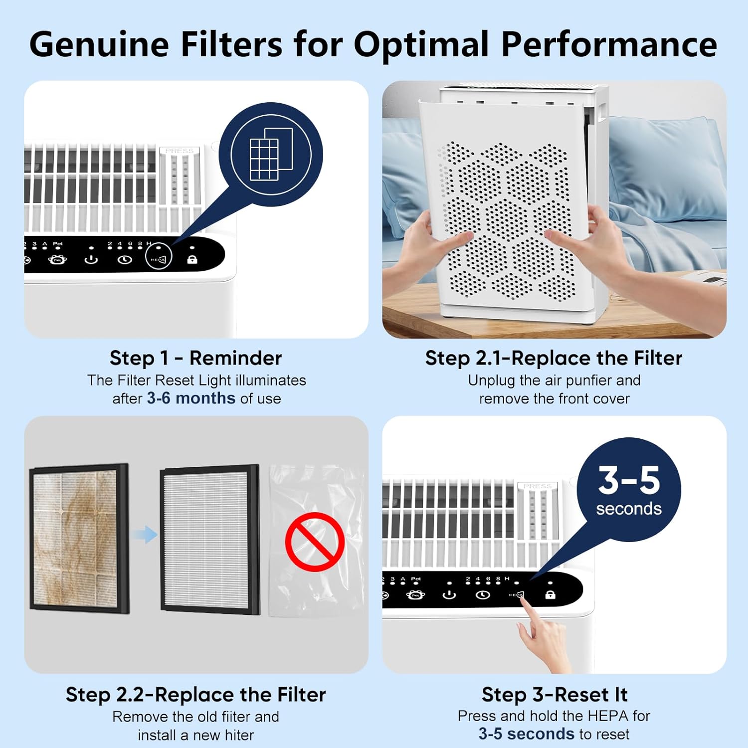 DAYETTE H14 Replacement Filter Compatible AP309/409 Air Purifiers, 4-in-1 H14 Grade True HEPA High-Efficiency Activated Carbon for Pet Dander Odor, 2 Pack - Image 8