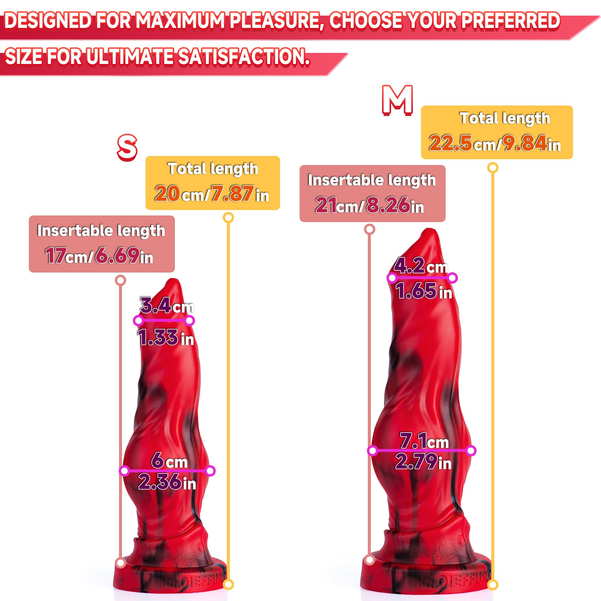 Consolador anal realista de gran tamaño para perro con nudo largo silicona líquida ventosa fuerte tapón anal, estimulación del punto G consolador de monstruo suave juguete sexual unisex (rojo)