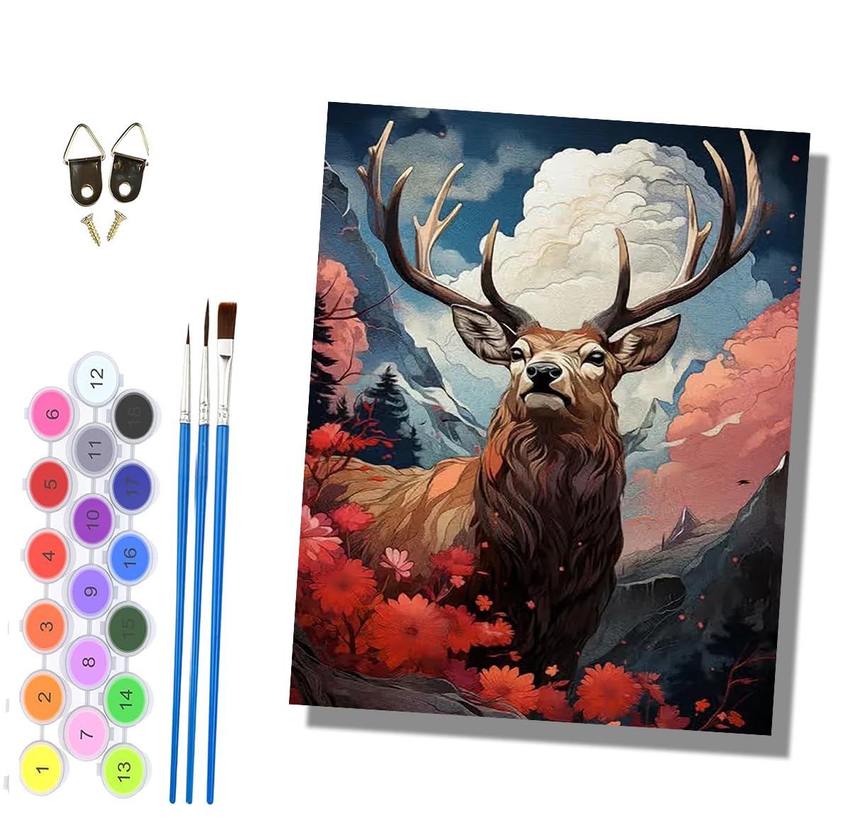 HONGPZH Paint by Numbers for Adults and Beginner Painting by Number Kits On Canvas Without Frame Painting Acrylic Paints Home Wall Decor 40x50cm/16x20in Strong Wild Deer