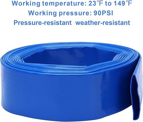 Miniatura 48 de Lay-Flat Manguera de retrolavado para piscina, manguera de descarga reforzada de PVC resistente a la intemperie, manguera de drenaje de piscina