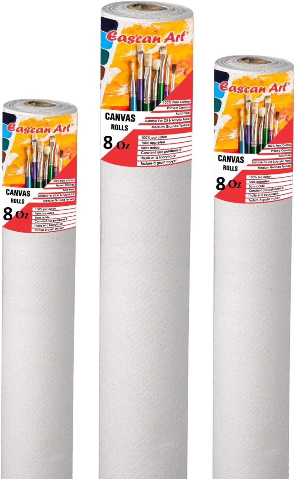 Painting Drawing and Sketch Accessories Primed Painting Canvas Roll 8 Oz (White, 60" x 5 Meters)