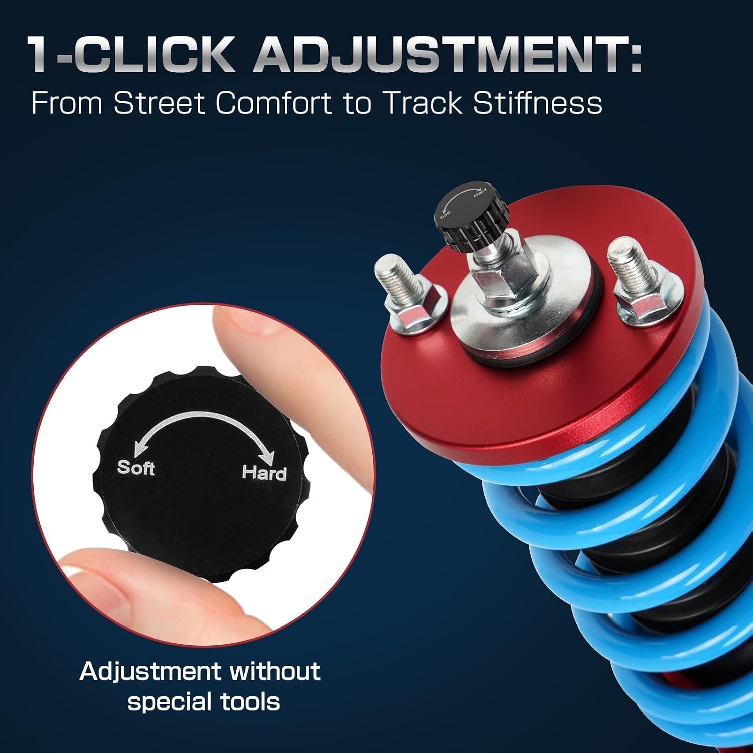 24 Levels Adjustable Coilovers Compatible with Honda Civic 1988-2000 CRX 1992-1995 Delsol 1993-1997 Integra 1990-2001 High Poundage Coil Spring Absorber Struts Suspension Lowering Kit Red