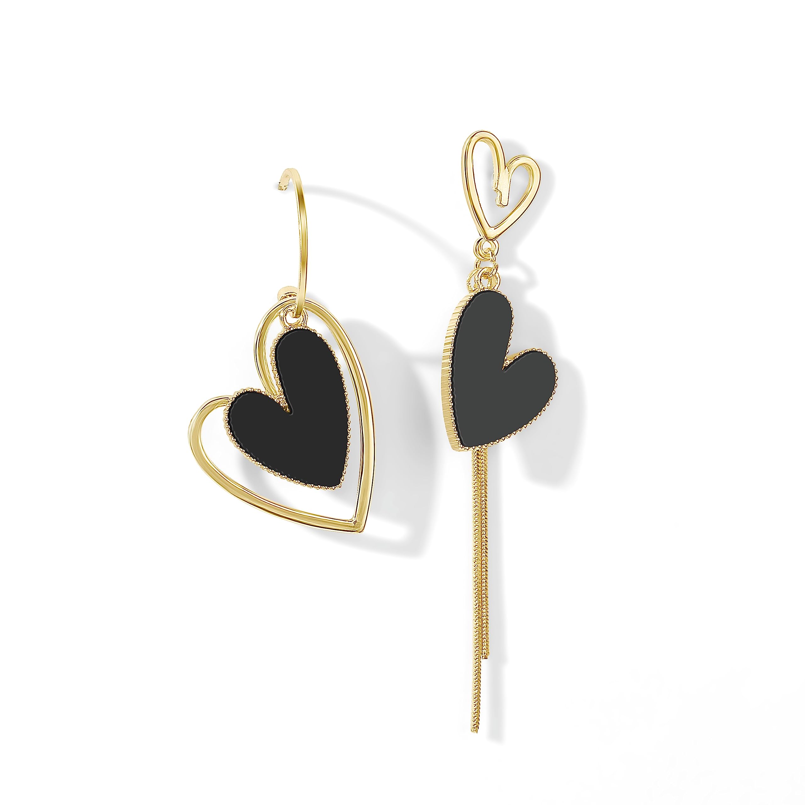 PopTopping Asymmetrical Heart Earrings Heart Drop Earrings Heart Dangle Earrings For Women Birthday